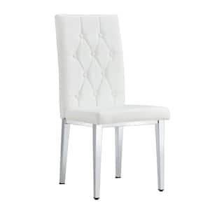 Modern White PU Leather Seat Dining Chairs Set of 4 for Kitchen, Living, Dining Room