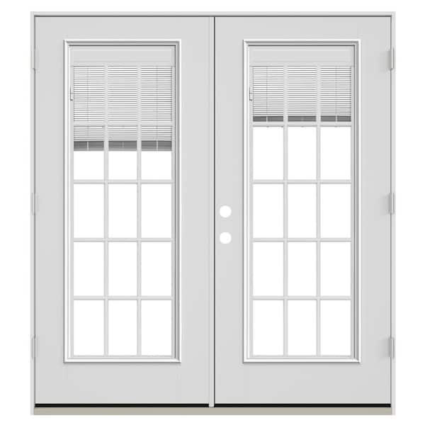 JELD-WEN 72-in x 80-in Low-e External Grilles Primed Steel French  Right-Hand Outswing Double Patio Door in the Patio Doors department at