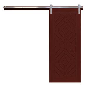 30 in. x 84 in. Zaftig Sway Red Wood, Wood Sliding Barn Door with Hardware Kit in Stainless Steel