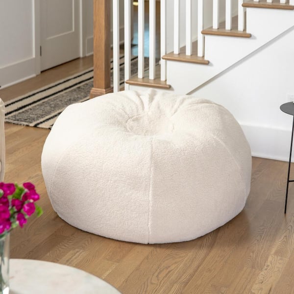Natural Sherpa Fabric Bean Bag