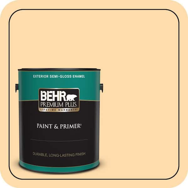 BEHR PREMIUM PLUS 1 gal. #P240-2 Peach Glow Semi-Gloss Enamel Exterior Paint & Primer