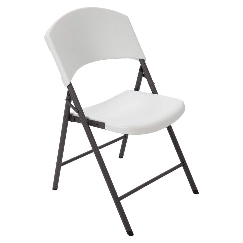 Lifetime White Plastic Folding Chairs with Steel Frame, 4-Pack