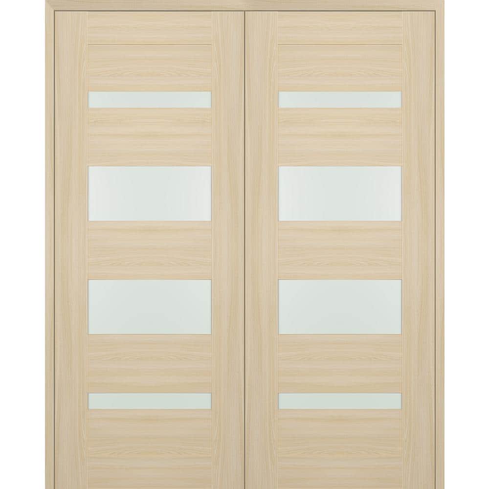 Vona 07-01 56 in. x 80 in. Both Active 4-Lite Frosted Glass Loire Ash Wood Composite Double Prehung Interior Door price history on PriceWatchPro