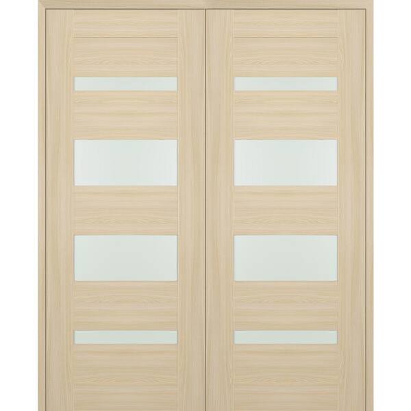 Belldinni Vona 07-01 72 in. x 80 in. Both Active 4-Lite Frosted Glass Loire Ash Wood Composite Double Prehung Interior Door