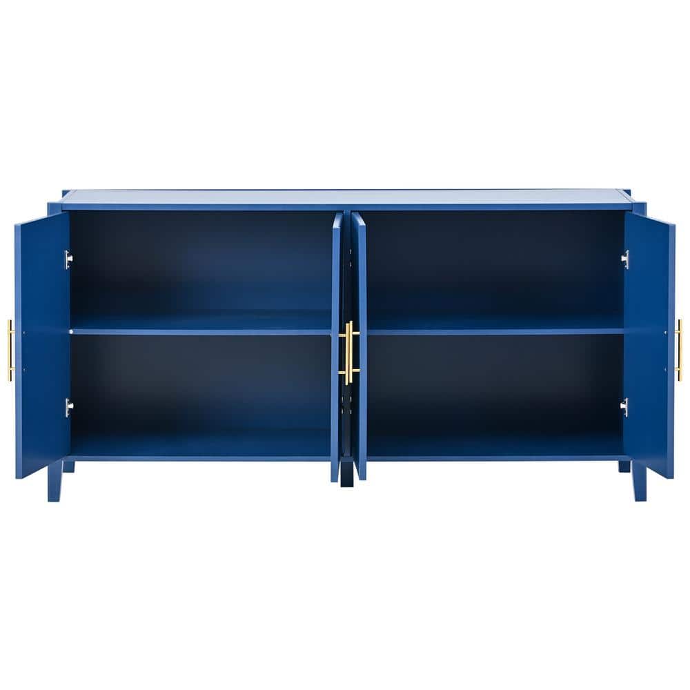 63.1 in. W x 17.7 in. D x 31.9 in. H Bathroom Navy Blue Linen Cabinet