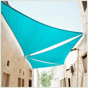 16 ft. x 16 ft. x 22.6 ft. 190 GSM Turquoise Right Triangle Sun Shade Sail with Triangle Kit