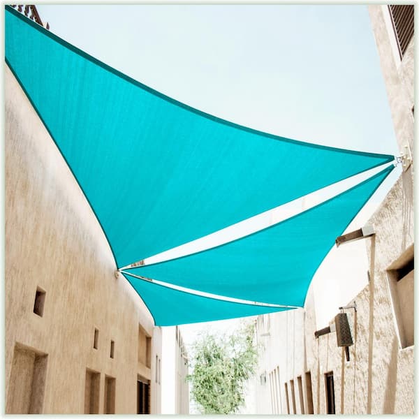 24 ft. x 24 ft. x 33.9 ft. 190 GSM Turquoise Right Triangle Sun Shade Sail with Triangle Kit
