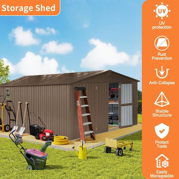 ToolCat 11 ft. W x 12.5 ft. D Outdoor Metal Shed Tool Storage with