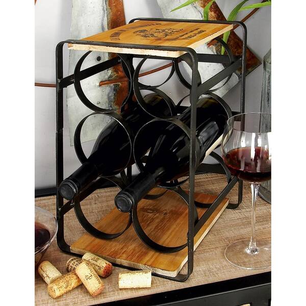 Litton Lane 6 Bottle Black Metal Wine Holder