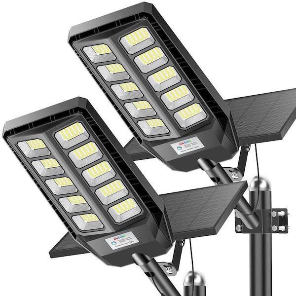 1500 Lumen 220° Black Motion Sensing Dusk to Dawn Integrated LED Flood Light (2-Pack)