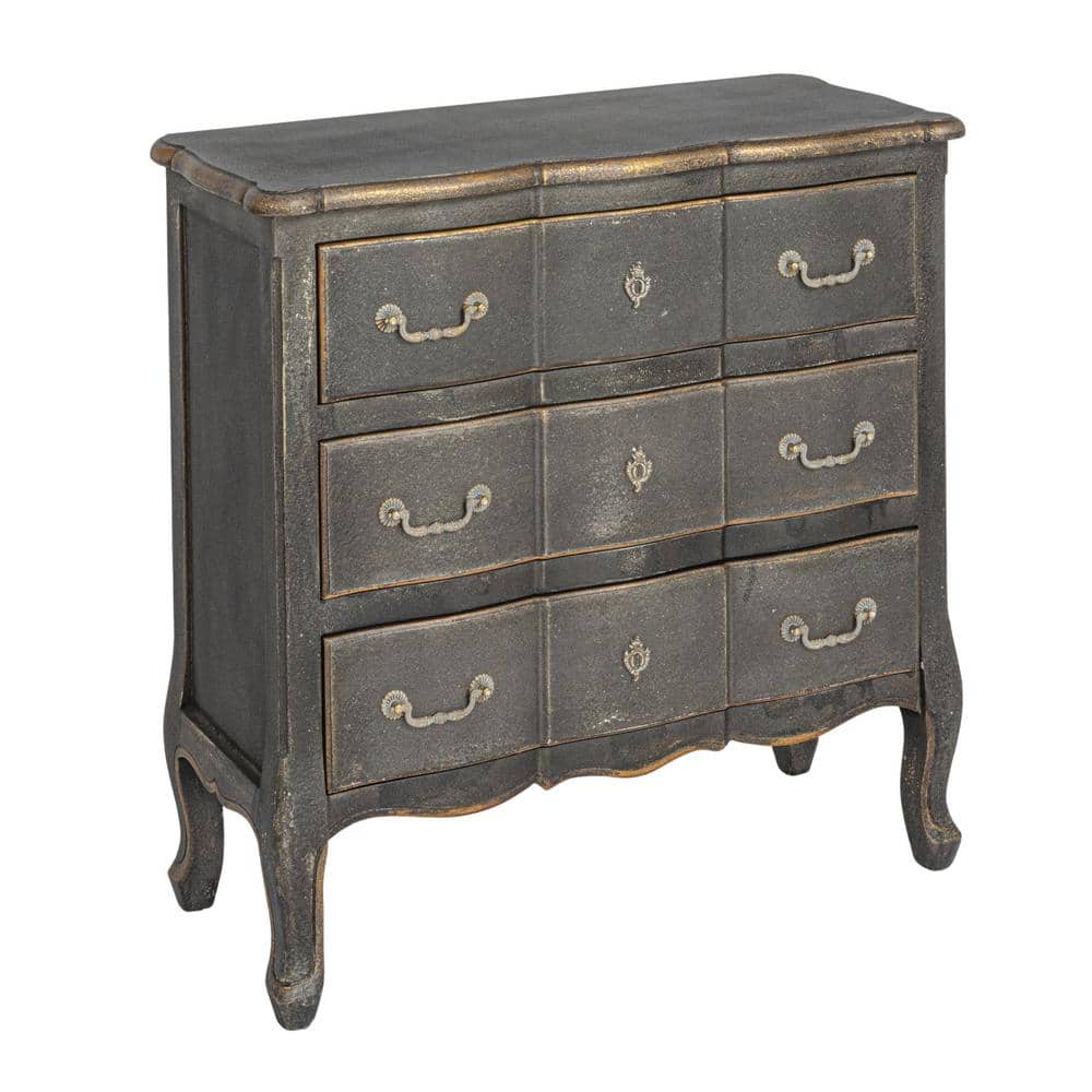 Storied Home Distressed Black 3-Drawers 31.5 in. Dresser without Mirror  EC1764 - The Home Depot