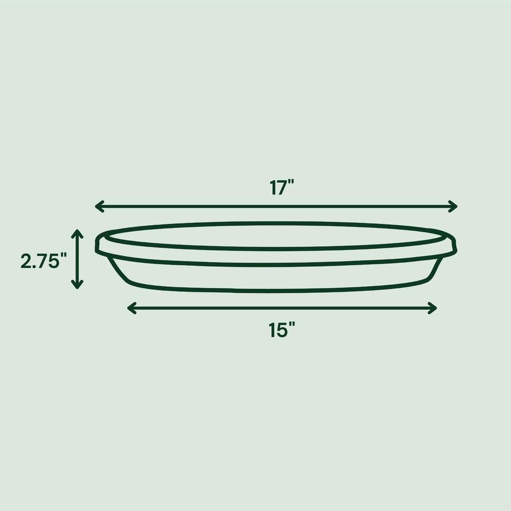Terra 17" Black Durable Resin Plant Saucer Tray