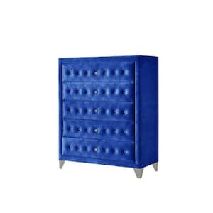 Acme Furniture Dante 7-Drawer Blue Velvet Dresser 39 in. x 60 in. x 19 ...