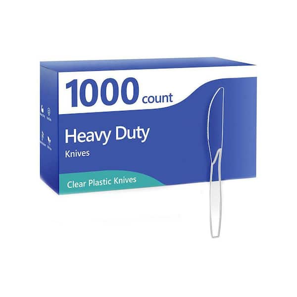 Clear Transparent Disposable Plastic Knives Heavy Duty Extra Thick BPA-Free Heat Resistant 1000 Per Case