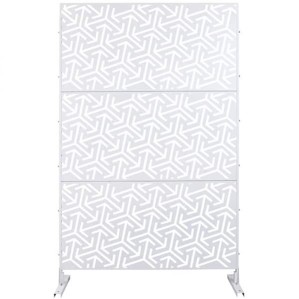 Boosicavelly 6.33 ft. x 4 ft. Privacy Fence Screen White Steel for Outside Lawn Garden
