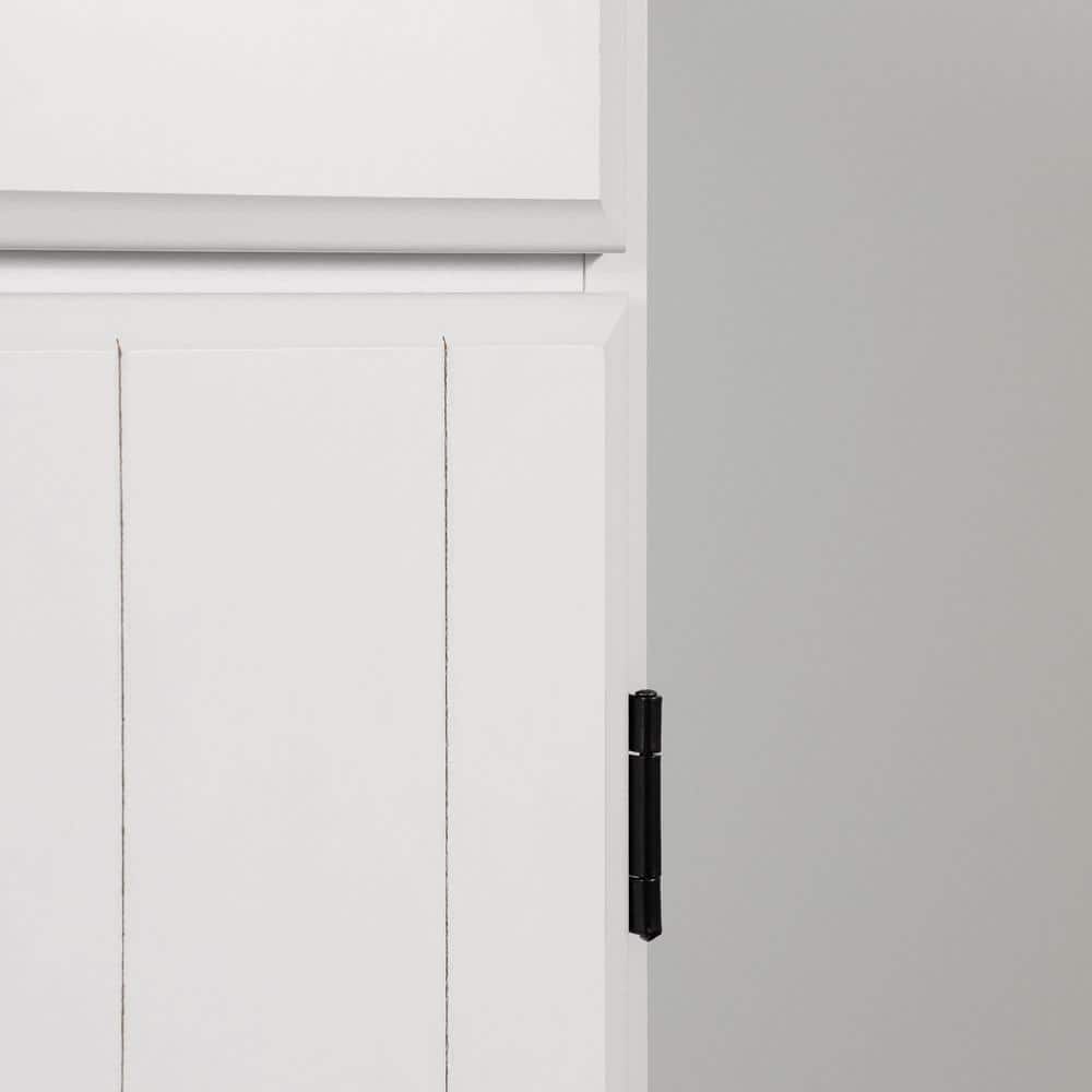 Pure White Farmhouse Entryway Cabinet with Adjustable Shelving