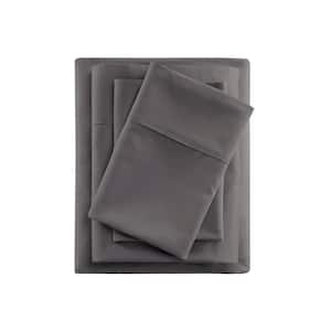 600 Thread Count 4-Piece Charcoal Cooling Cotton Queen Sheet Set