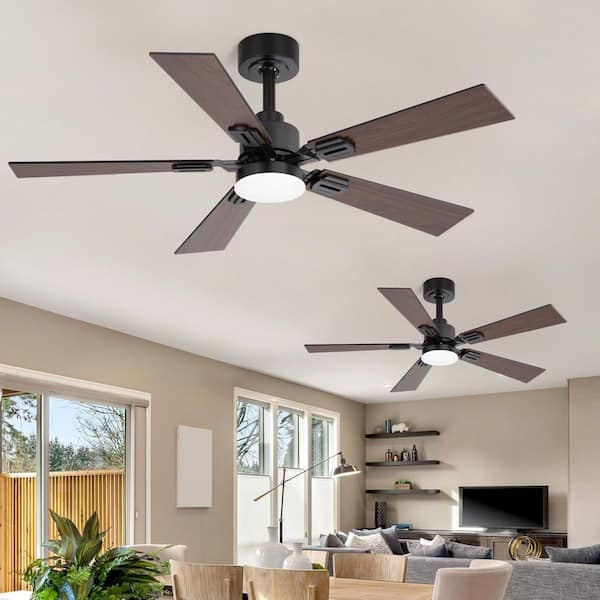 Kormo 2-Pack 42 in. Indoor Black Ceiling Fan with Integrated LED Light and Remote Included