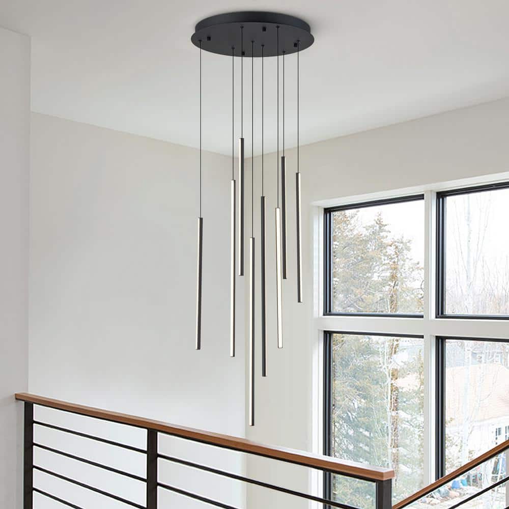 Neculina 8-Light 70-Watt Integrated LED Minimalistic Black Kitchen Island Pendant Adjustable Chandelier price history on PriceWatchPro