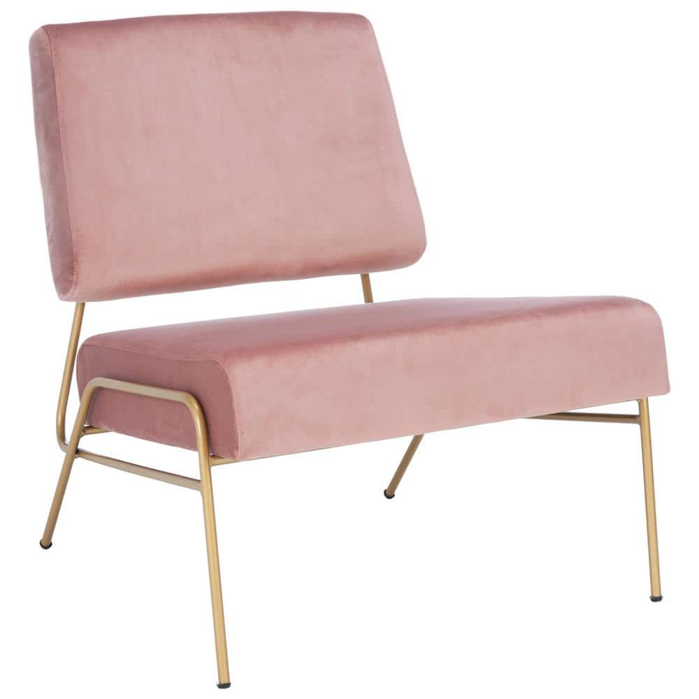 Dusty Rose Velvet and Gold Modern Accent Chair