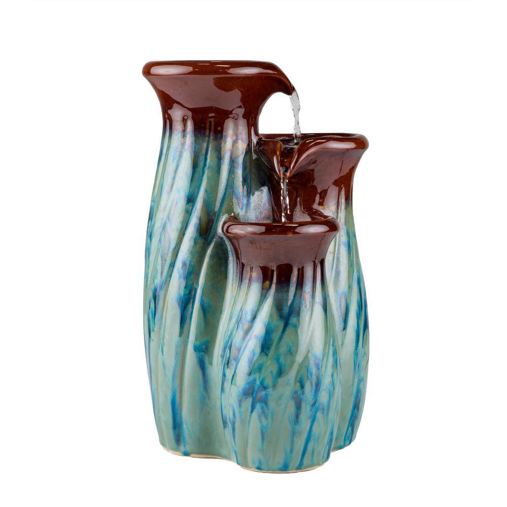 Alpine Corporation 11 in. H Indoor Tiered Glossy Ceramic Vase Tabletop