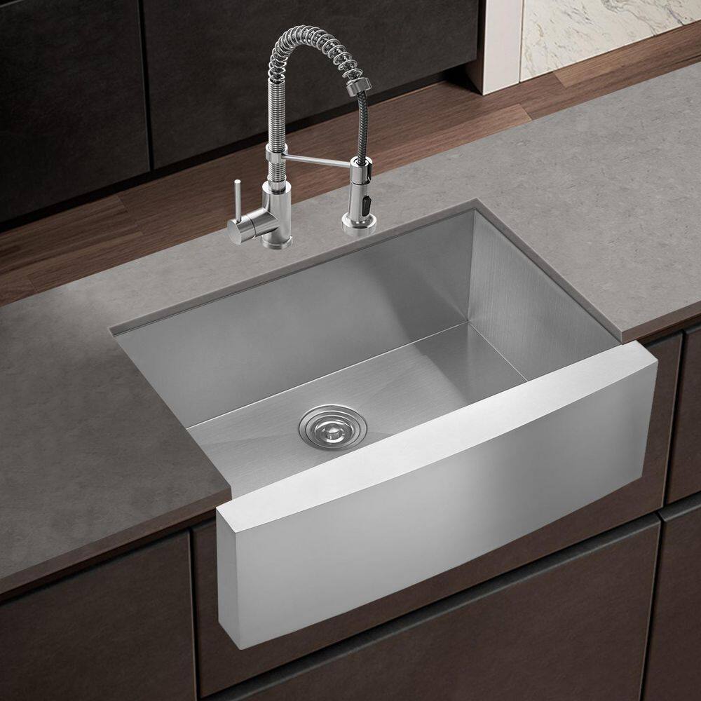 30-Inch Stainless Steel Farmhouse Apron-Front Sink with Pull Down Faucet