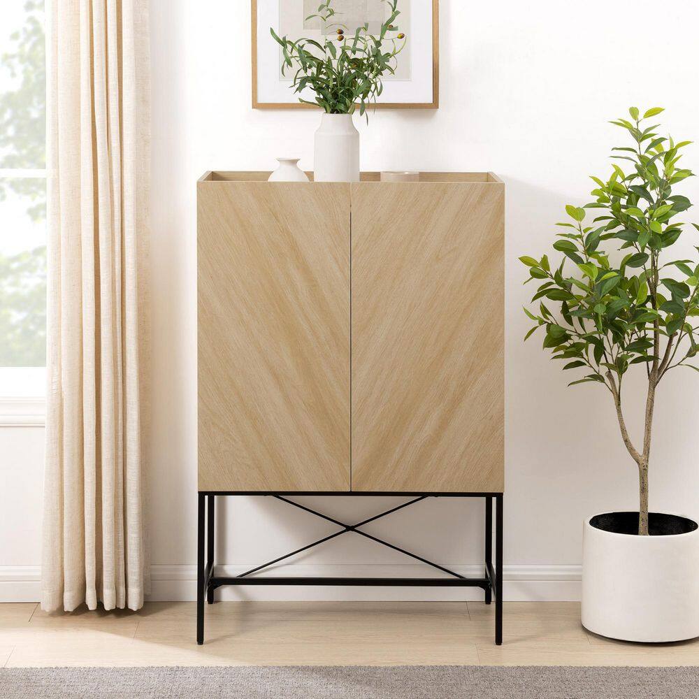 Coastal Oak Tall 2-Door Accent Cabinet with Adjustable Shelves