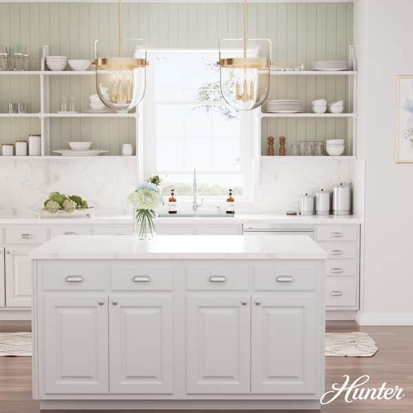 Hunter - Karloff 3-Light Alturas Gold Island Pendant Light with Clear Glass Shade