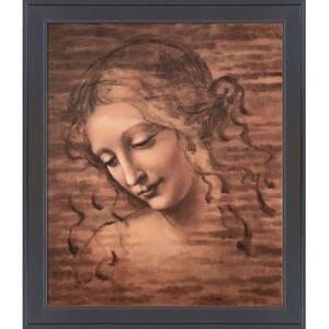 Female Head (La Scapigliata) by Leonardo Da Vinci Gallery Black Framed People Oil Painting Art Print 24 in. x 28 in.