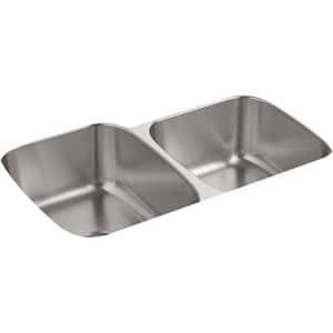 Ballad Undermount Stainless Steel 31.5 in. x 20.5 in. x 9 in. Large/Medium Double-Bowl Kitchen Sink