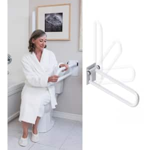 PT Rail, 28 in. x 1.5 in. Concealed Screw, Right Flip Up Grab Bar For Toilet Safety (Up to 400 lbs.) in White