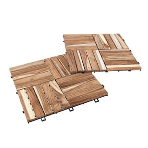 1 ft. x 1 ft. Interlocking 20 Slat Solid Teak Wood Deck Tile in Unfinished (10-Pieces Per Carton - 10 sq. ft.)