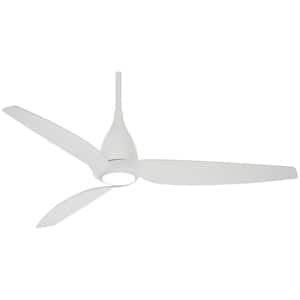 Tear 60 in. Integrated LED Indoor Flat White Ceiling Fan with Light with Remote Control