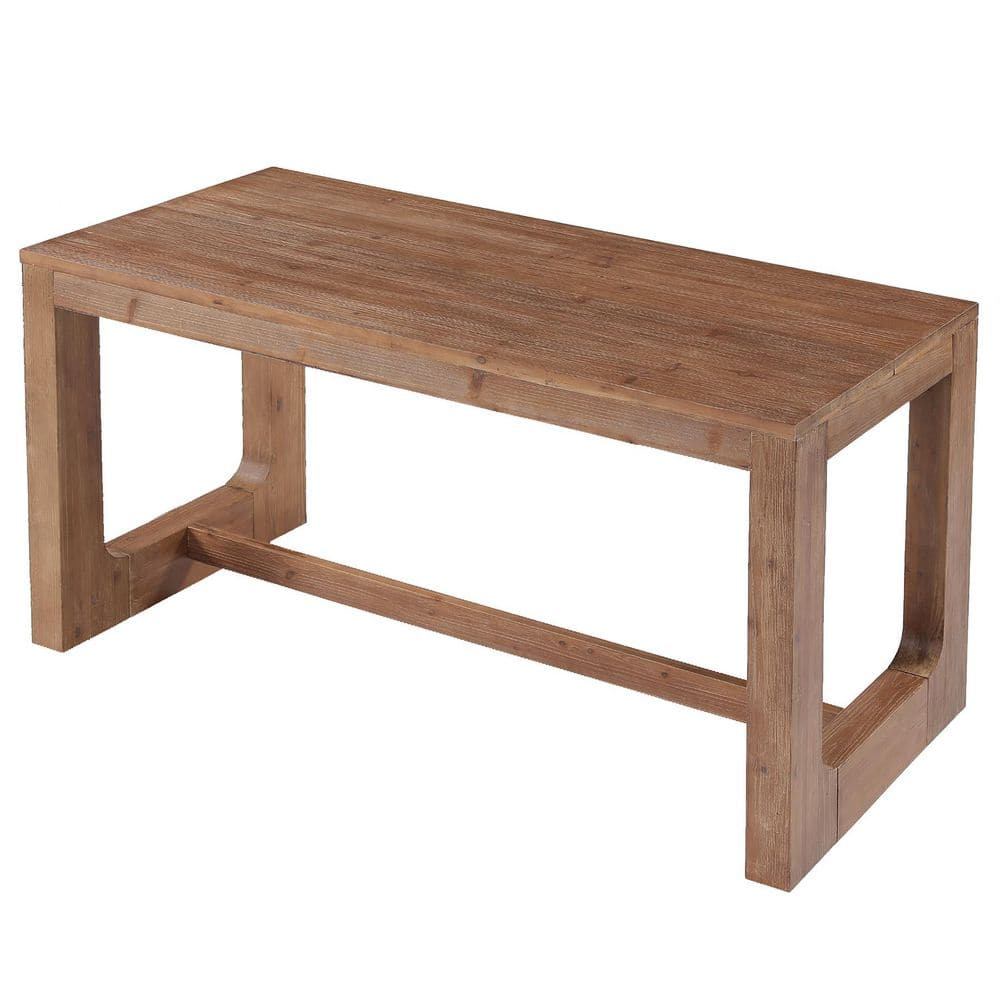 Alan Brown Wood 63 in. Kitchen Island Open Back Large Worktop Leg Room Modern Industrial Bar Table