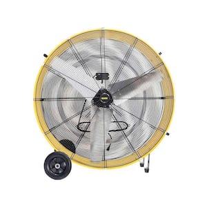 42 in. 2 Speeds Drum Fan in Yellow with 4/5 HP Powerful Motor, 8 in. Wheels for Workshop, Garage, Industrial Room