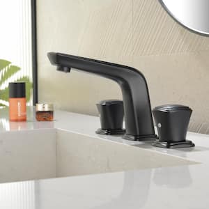 Modern Widespread Double Handle Bathroom Faucet in Matte Black