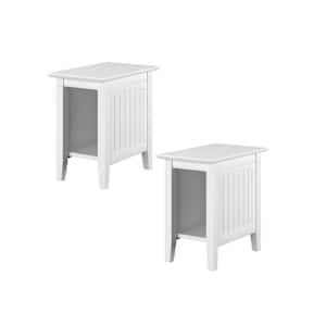Nantucket 14 in. Wide White Rectangle Solid Hardwood Side Table Set of 2