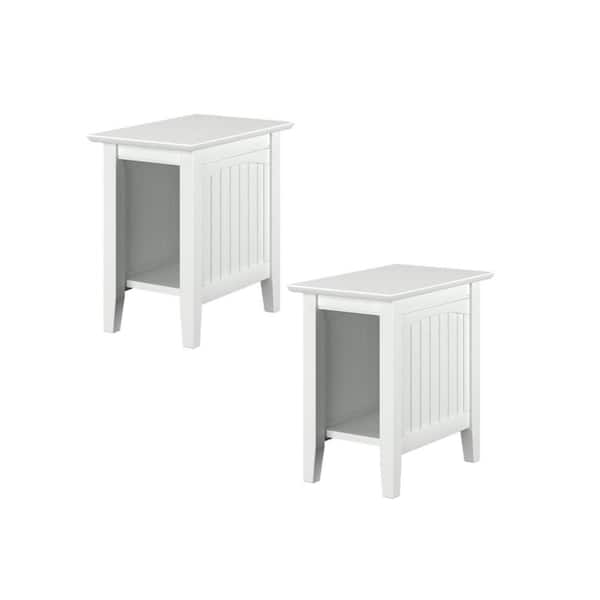 AFI Nantucket 14 in. Wide White Rectangle Solid Hardwood Side Table Set of 2
