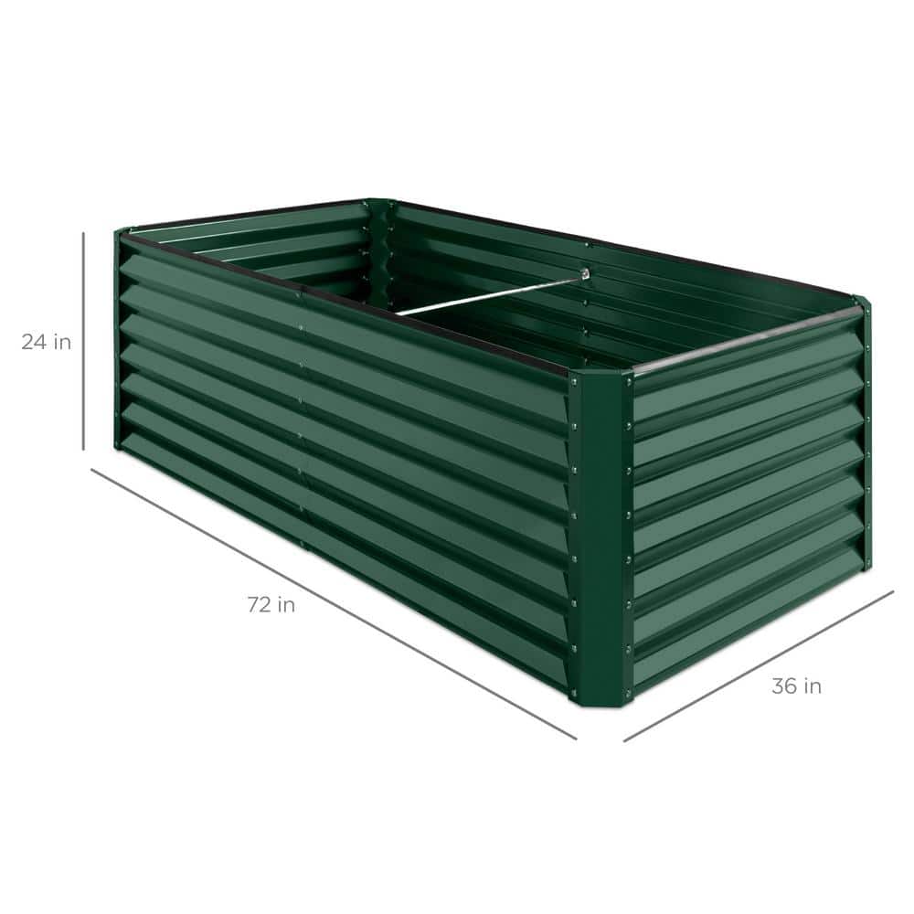 Dark Green 6x3x2ft Metal Raised Garden Bed Planter Box