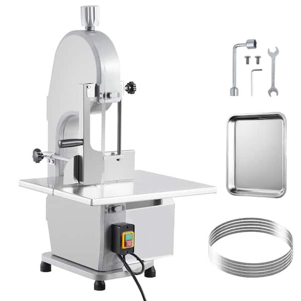 Heavy Duty Commercial Bone Saw Machine with Adjustable Cutting Thickness, Workbench, 5 Blades