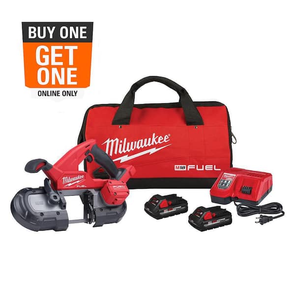 M18 FUEL 18V Lithium-Ion Brushless Cordless Compact Bandsaw Kit with Two 3.0 Ah High Output Batteries