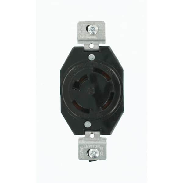 Leviton 20 Amp 120/208-Volt 3-Phase Flush Mounting Non-Grounding Locking Outlet, Black 7410-B