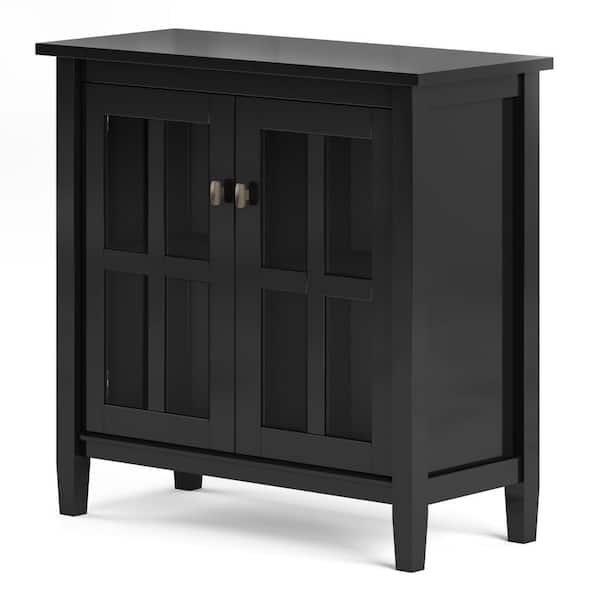 Solid Pine Wood Four Door Corner Storage Cabinet in Solid Black