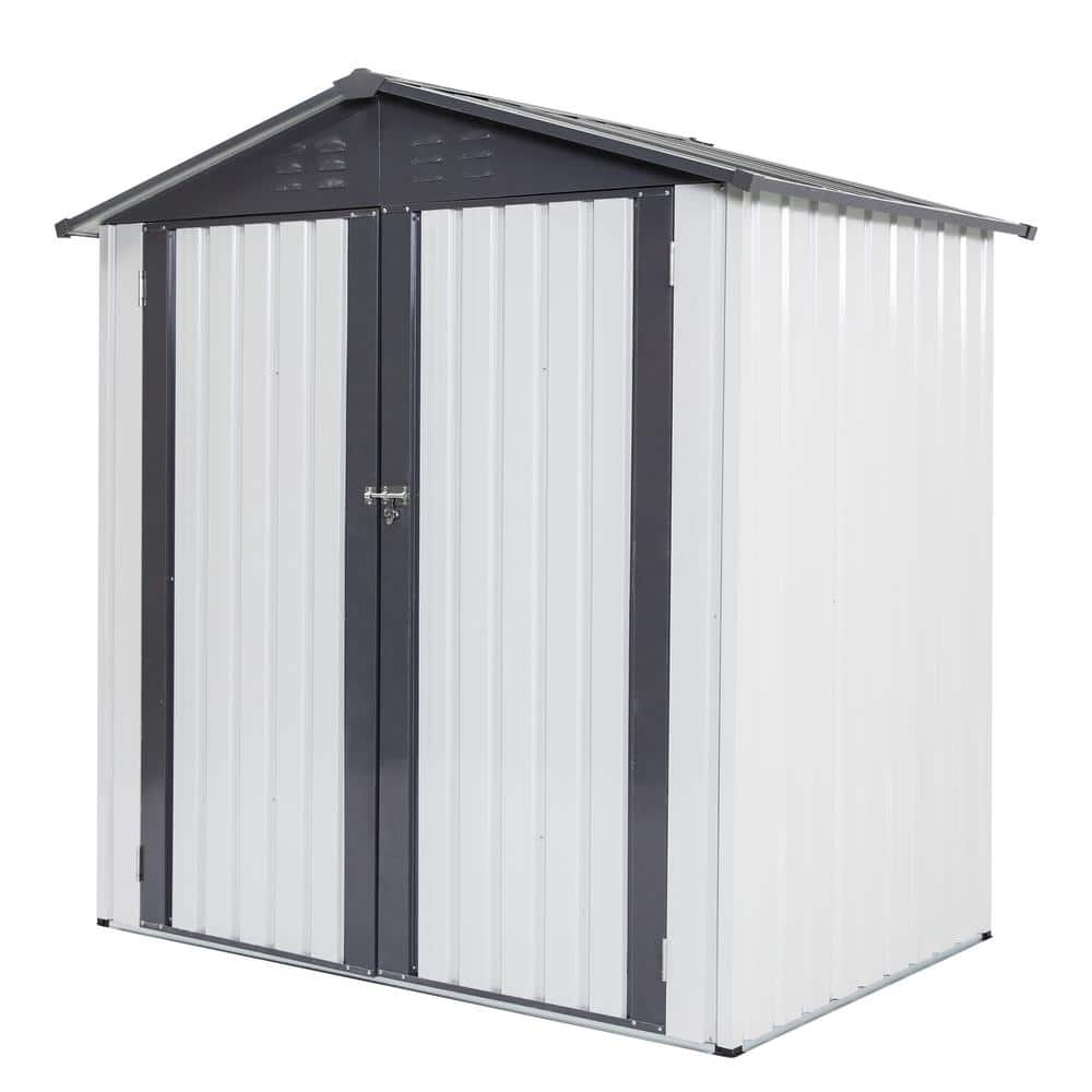 6 ft. W x 4 ft. D Metal Shed with Double Door, Outdoor Storing Tools Rainpr