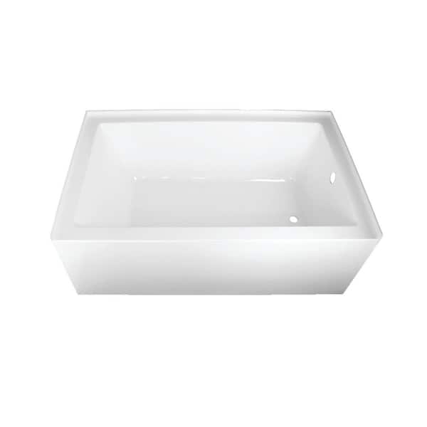 Aqua Eden 60 in. x 36 in. Acrylic Rectangular Alcove Soaking Bathtub with Right Drain in Glossy White