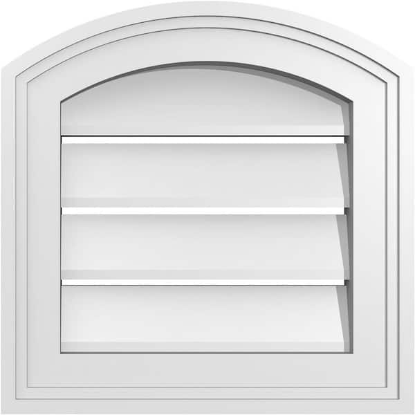 Ekena Millwork 12 in. x 42 in. Arch Top Surface Mount PVC Gable Vent: Decorative with Brickmould Frame