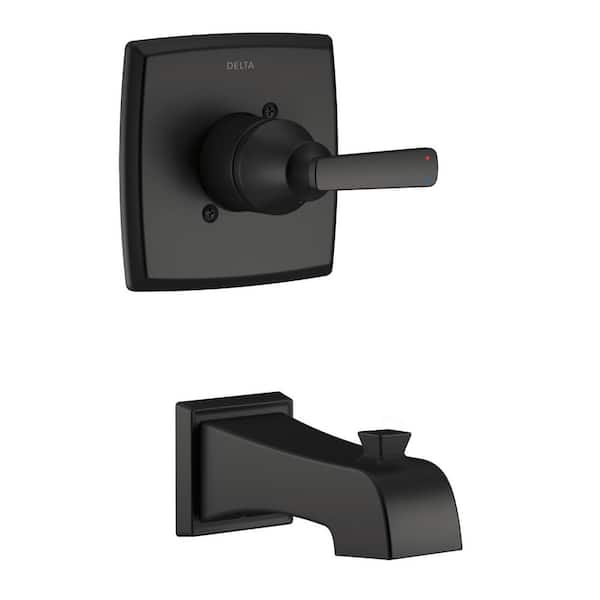 Ashlyn 1-Handle Wall Mount Tub Faucet Trim Kit in Matte Black (Valve Not Included)