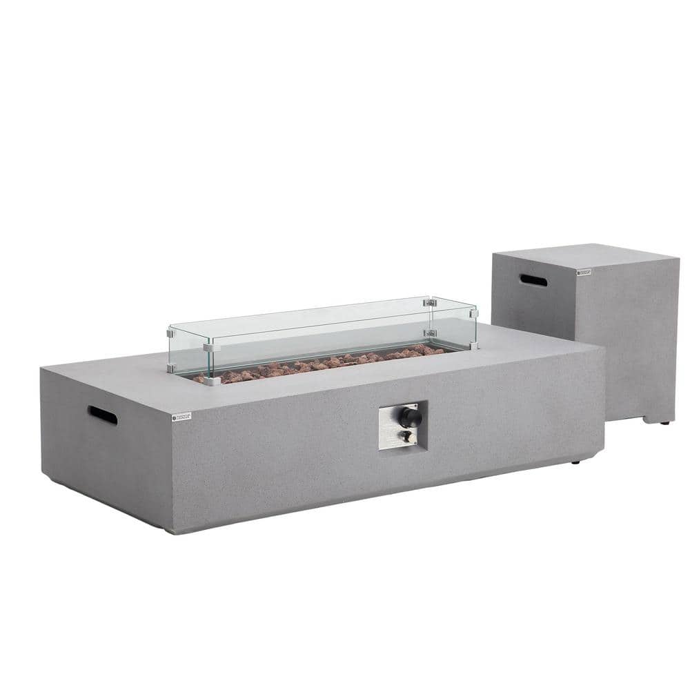 3-Piece 56 in. Gray 50,000 BTU Outdoor Propane Gas Fire Pit Table with Prop