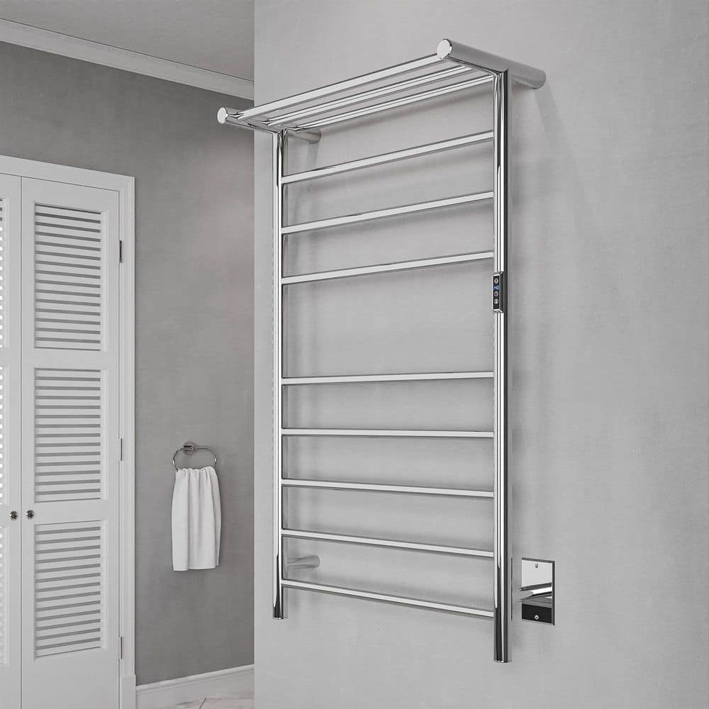 Polished Chrome 8-Bar Stainless Steel Wall Mounted Towel Warmer