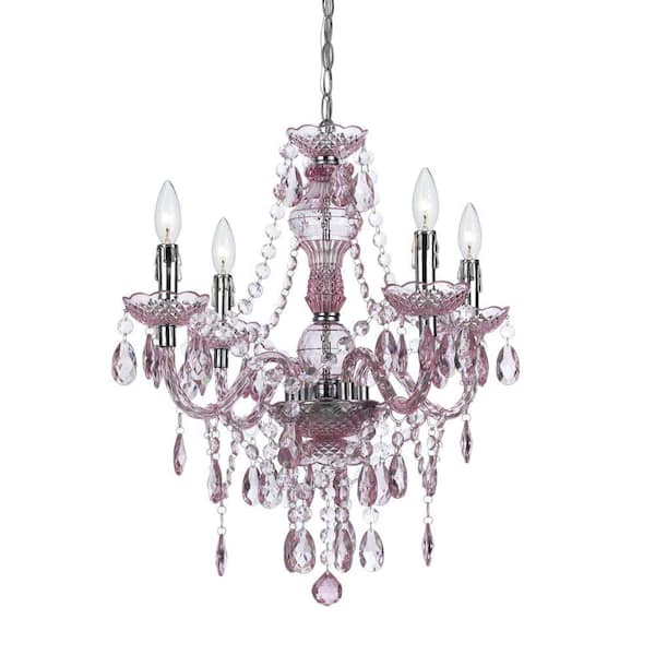 AF Lighting Naples 4-Light Pink Mini Chandelier
